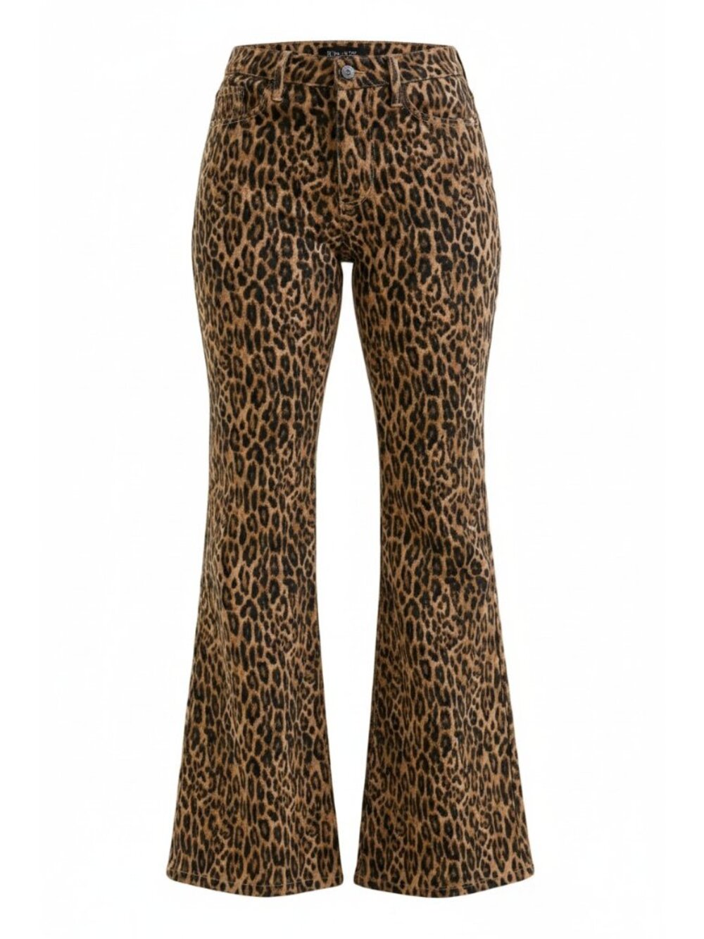 Judy Blue Jacqueline Mid-Rise Slim Fit Wide Flare Leg Denim Leopard Jean Pants - Picture 5 of 10